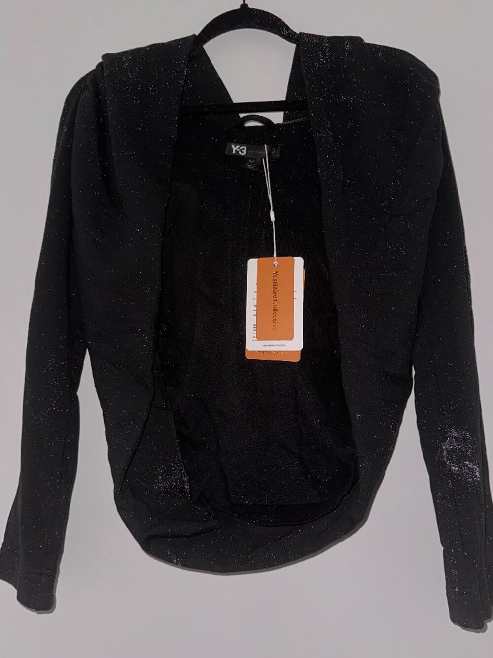 Y-3 Yohji Yamamoto Black Reflective Splatter Cocoon Shawl Sweatshirt – Size S - Picture 9 of 9